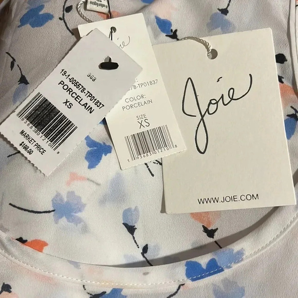 JOIE Tank Top Erla Floral Print Blouse Sleeveless White Side Slits XS - Picture 8 of 8